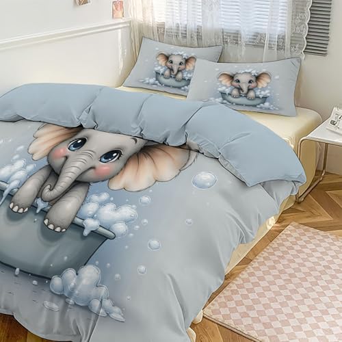 Housse de couette pingouin anti-plis pour lit d'adolescent et enfant