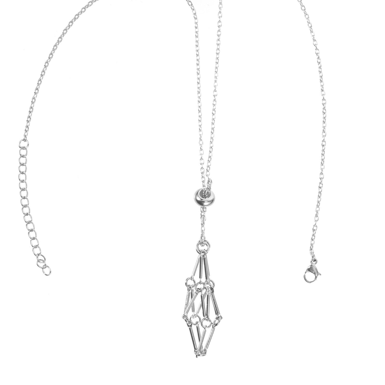 Collana Pendente in Cristallo Naturale Rete Regolabile, Corda Intrecciata in Metallo Argento, Leggera e Resistente per Occasioni Speciali