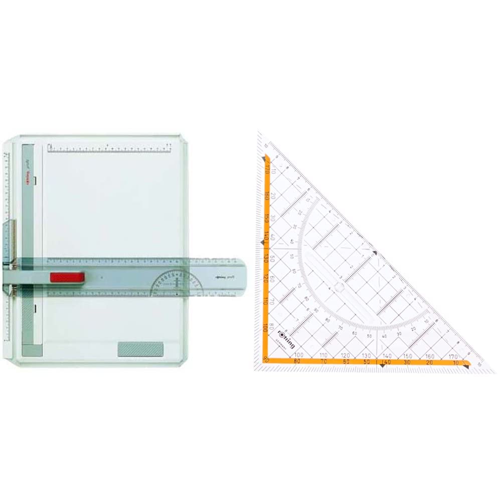 rOtring Profil-A4-Zeichenbrett & Centro-Geometrie-Dreieck mit Griff (groß, 23 cm)