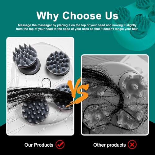 Image of Electric Scalp Massager | Rechargeable Head Massager for Scalp & Hair Growth | 96 Silicone Kneading Nodes for Stress Relief & Deep Cleaning | Waterproof Body Massage Machine | 4D Deep Kneading Massage Brush for Scalp |Body & Neck - Portable Hair Care Device