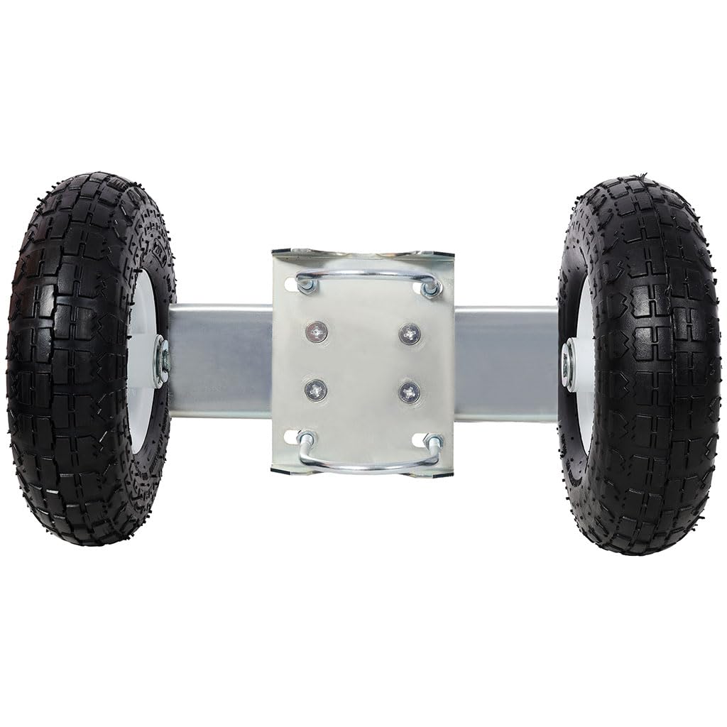 Rueda de soporte de puerta de 10 pulgadas, rueda de puerta rodante resistente con marco de acero y neumático de goma, ayudante de puerta de montaje de perno en U para puertas de tubo de metal