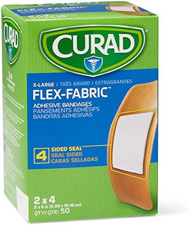 Curad Flex-Fabric Adhesive Bandages with Stretch to Conform to Wounds, 2 x 4 Inches, (50 Count)