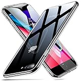 ESR iPhone 8 Plus Case,iPhone 7 Plus Case, 9H Tempered Glass Back Cover [Mimics The Glass Back of The iPhone 8 Plus] + Soft Silicone Bumper [Shock Absorption] for iPhone 8 Plus/7 Plus(Clear)