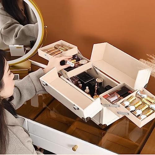 Cosmetic Storage box Portable Multi-Function Make Up Case, Dustproof Cosmetic Storage Box, Cosmetics Organizer Skin Care Products Jewelry Organizer Case Box for Bedroom Bathroom Desktop Travel Makeup - Image 3