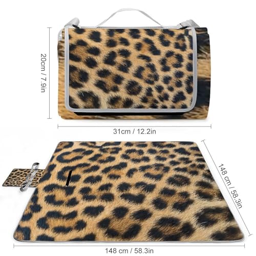 Couverture de pique-nique pliable pour sol humide avec tapis de camping imperméable léopard - 4