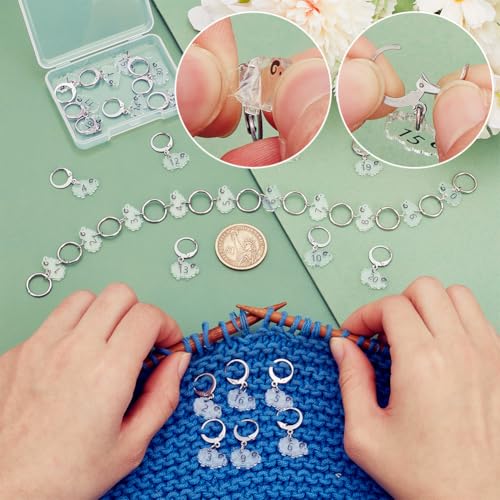 Image of BENECREAT 21Pcs Sheep Stitch Markers, Clear Acrylic Crochet Stitch Marker Charms with 304 Stainless Steel Clasps Locking Stitch Marker for Knitting Weaving Sewing Accessories Quilting