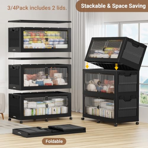 Image of BROVIEW 340Qt Stackable Storage Bins with Lid for Home Dorm, 1Pack Black