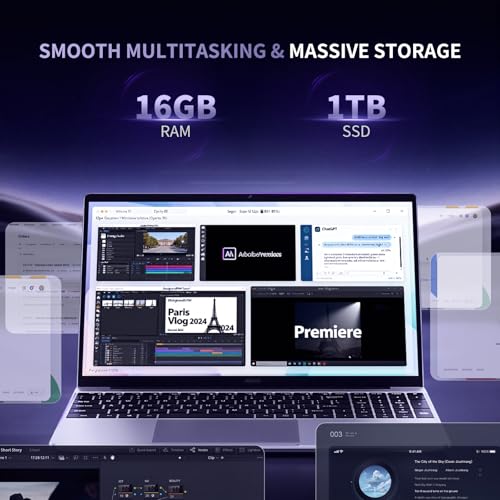 Image of 2026 15.6 inch Traditional Laptop Computer, Core i7 7600U 3.9GHz, 16GB RAM 1TB SSD, FHD IPS Display, Windows 11 Pro with Office 365, Type-C Charging, Backlit Keyboard, 3.5lbs