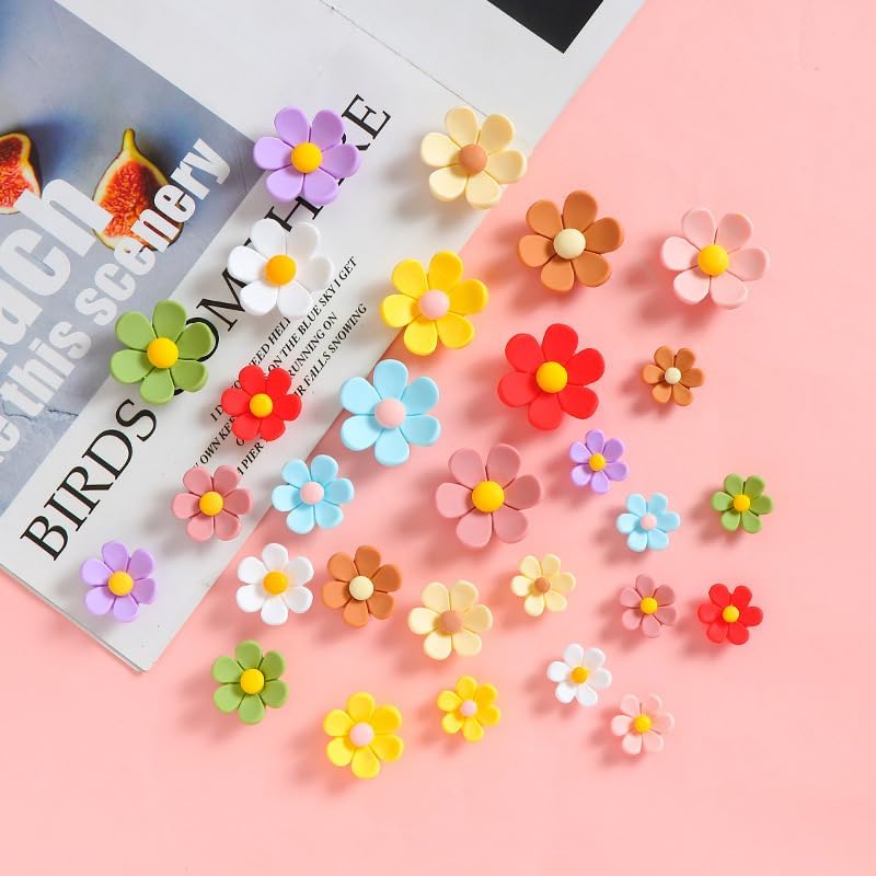 Image of LUVINA 3D Flower Magnets for Fridge, Strong Refrigerator Magnet, Colorful Adorable Decorations for Office, Kitchen Decor, Cute Desk Accessories, (Pack of 12, Flower- Small*4+ Medium*4+ Large*4)