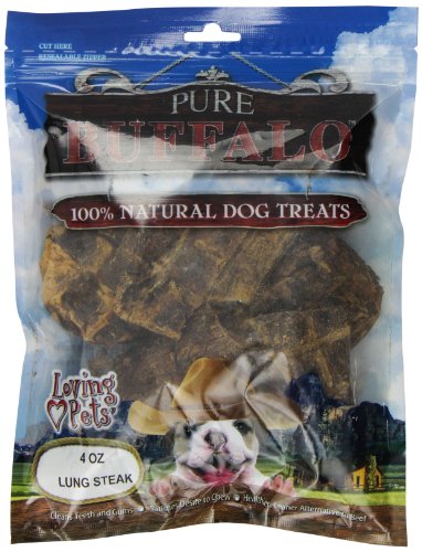 Loving Pets Pure Buffalo Lung Steaks Dog Treat, 4 -Ounce