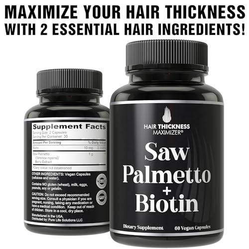 Hair Thickness Maximizer HTMSPBC01 Saw Palmetto + Biotin Advanced 2-In-1 Combo For Hair Growth. Vegan Capsules Supplement thumb #4