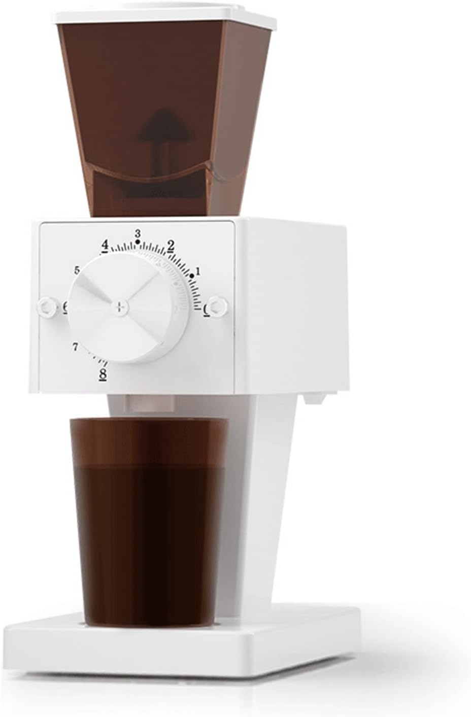 Electric Grinder, Home Commercial Bean Grinder Electric Grinder Coffee Bean Grinder, Thickness Adjustable Gear,12.2x21.3x31.3cm (Color : Black) (White)