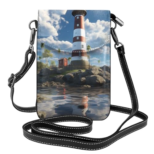 Pochette téléphone portable pour femme avec bandoulière réglable et motif Lighthouse Backdrop