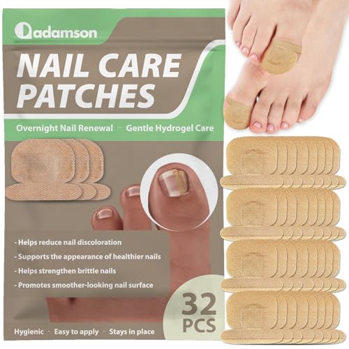 Adamson Patchs Mycose Ongles Pieds – Patchs de Nuit jusqu’à 8h avec Technologie Hydrogel, Pansement Soin pour les Ongles, Aident à Améliorer l’Aspect...