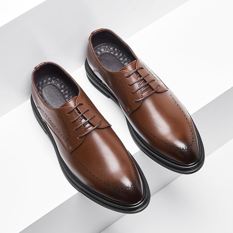 Santimon Men's Leather Oxford Dress Shoes, Slip-Resistant Sole, for Formal, Business or Casual Occasions3
