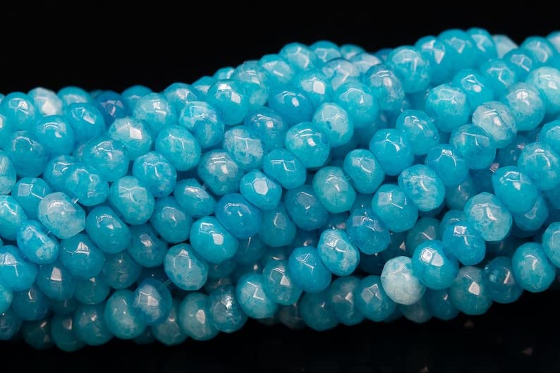 Perles de jade bleu aqua de qualité supérieure en rondelles de 6mm pour joaillerie DIY
