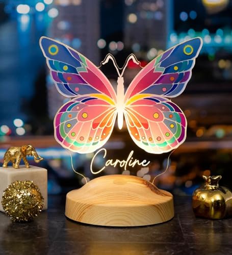 Geschenkelampe Schmetterling Personalisierte LED Lampe Weihnachten mit...