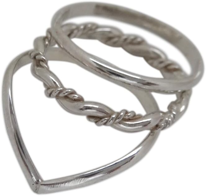 Toe Ring | Silver Toe Rings |Sterling Silver Chevron Trio Stacked Toe Rings (2)