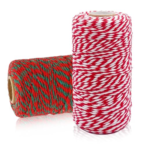 ZOSIGN 2 Rotoli Spago Natalizio Cordoncino, 2mm 100m Spago Verde Rosso Natale, Cordoncini Decorativi Spago Natalizio, per Confezioni Regalo, Artigianato, Giardinaggio, Decorazione