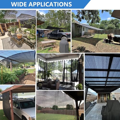 Image of 90% Shade Cloth, 20x20FT Tear Resistant Sun Shade Net with Reinforced Grommet,Durable Garden Shade Tarp Cover for Greenhouse,Plant Cover, Chicken Coop,Patio and Pergola,Black