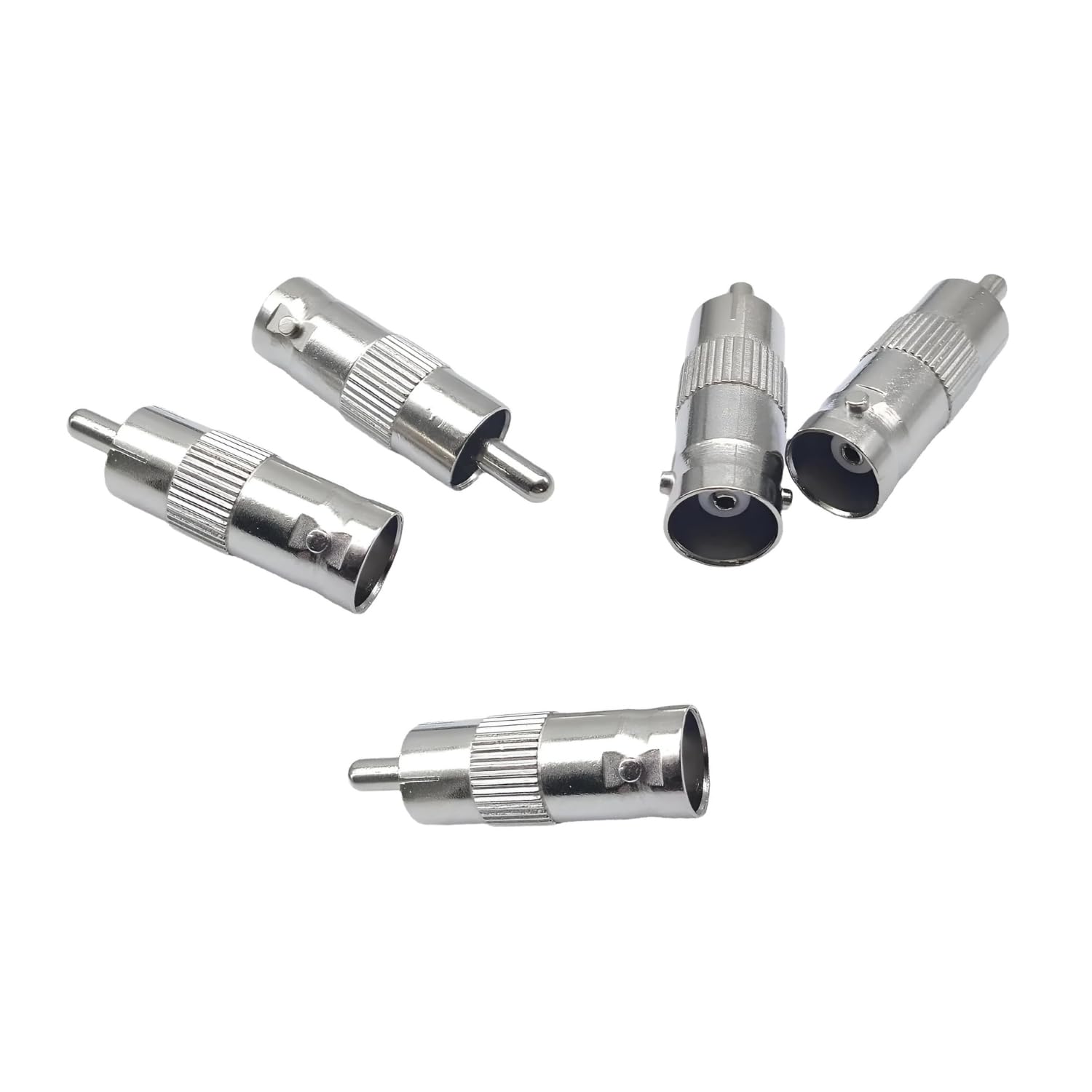 BNC Female to RCA Male Coax Cable Connector Adaptor, Silver, Pack of 5-image-8