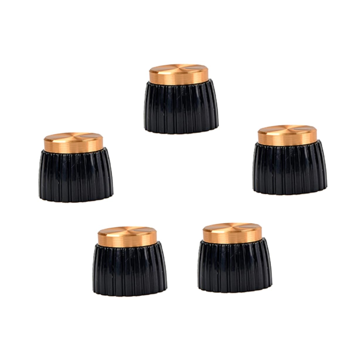 ibasenice Set of 5 Guitar Volume Tone Knobs Gold Face Black Base Universal Fit for Amplifiers 15.6mm Top 19.5mm Base Diameter