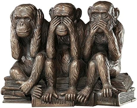 Design Toscano The Hear-No, See-No, Speak-No Evil Monkeys Statue, Grande, Faux Bronze Finish