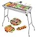 Barbecue Charcoal Grill Stainless Steel Folding Portable BBQ Tool Kits for Outdoor Cooking Camping Hiking Picnics Tailgating Backpacking or Any Outdoor Event (Large)