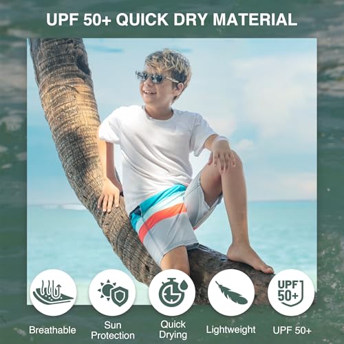 Image of Kanu Surf Boys' Dominica Floral Quick Dry Beach Board Shorts Swim Trunk