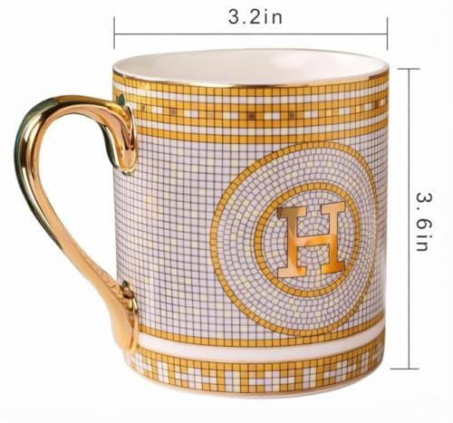 Taza de porcelana con borde dorado y diseño mosaico, 14oz miniatura 2