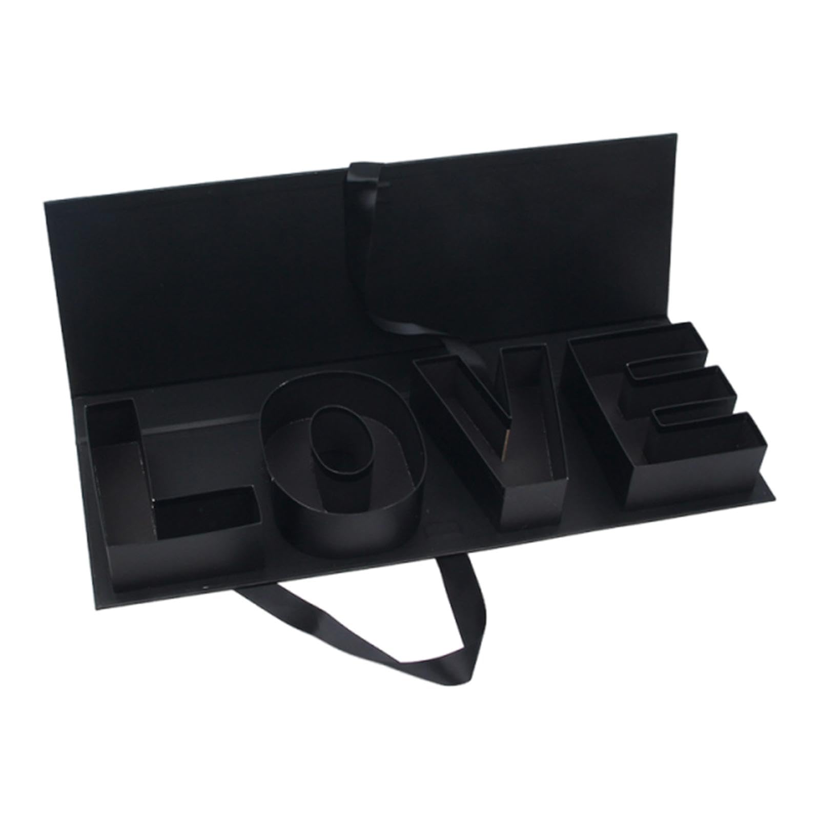 Caja de Regalo Vacía Tipo LOVE Hecha de Cartón Reforzado Rellenable para Arreglos Florales Accesorios y Recuerdos Adecuada para Día de la Madre Boda, Negro, tal como se describe