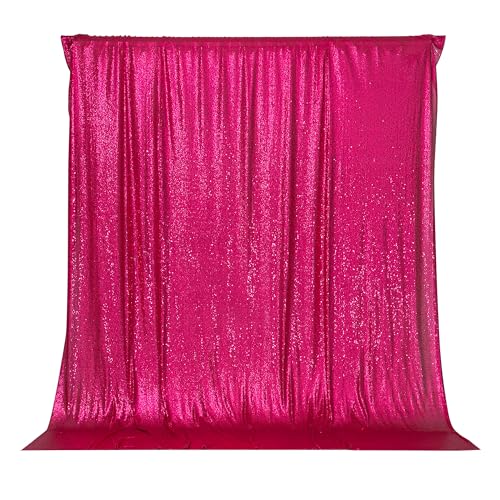 Image of PartyDelight Hot Pink Sequin Backdrop 6x6ft 4 Inch Rod Pocket | Dense 3mm hot pink sequins on mesh backing with 4 inch rod pocket for full body photos ceremony arches party walls and stage