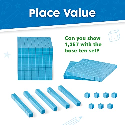 Image of ETA hand2mind Blue Plastic Base Ten Blocks, 161-Piece Starter Set