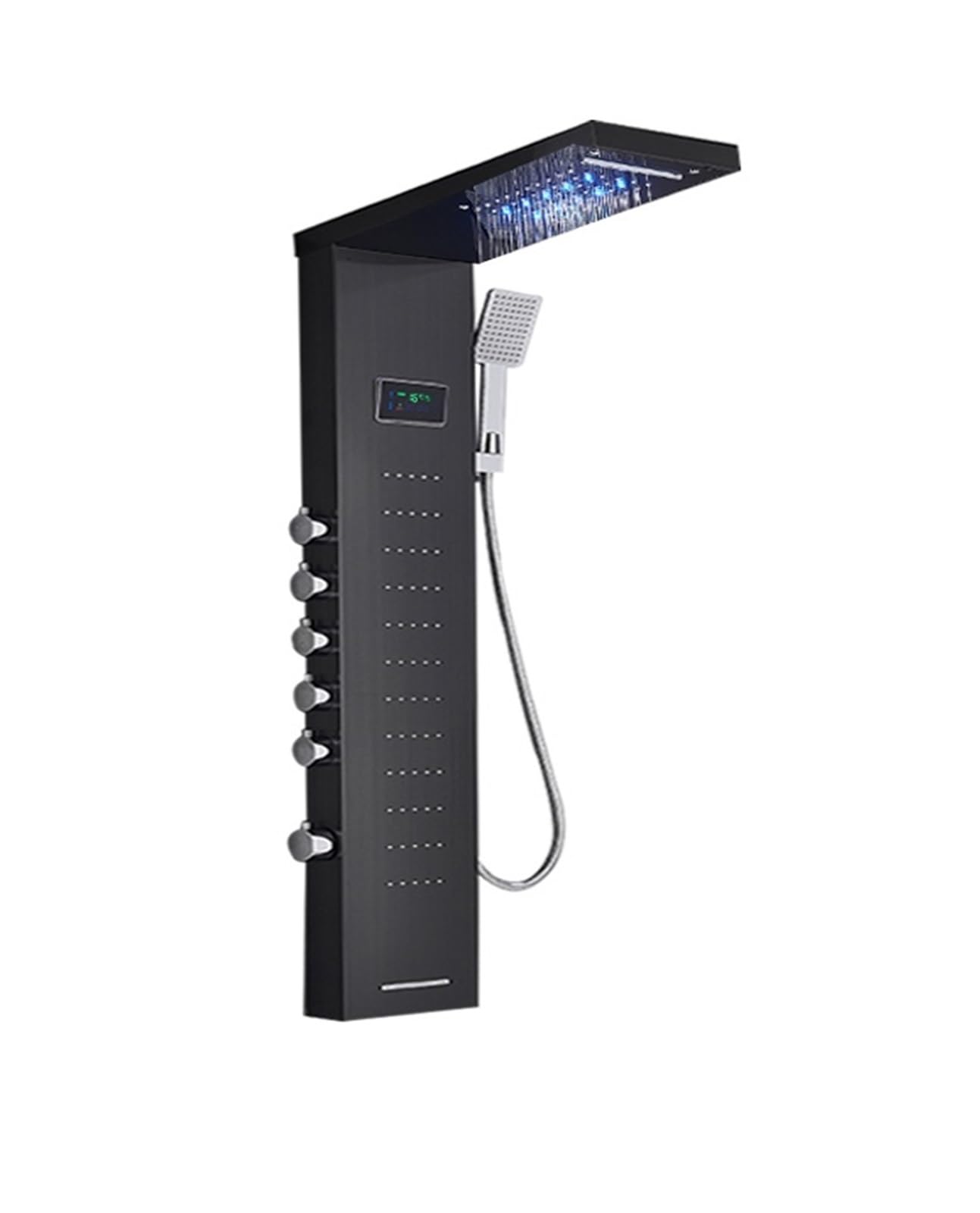 CVFRDD Shower Faucets ，Mixer Tap Black Bathroom Shower Panel， LED Shower Column with Digital Display(Black 8013)
