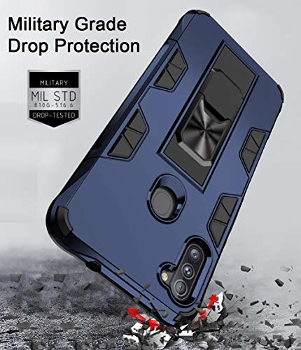 Dahkoiz Case for Samsung Galaxy A11 Case with Tempered Glass Screen Protector[2 Pack],Rugged Ring Grip Kickstand Cover Military Grade Drop Protection Phone Cases for Samsung Galaxy A11 A115, Blue - Thumbnail 5