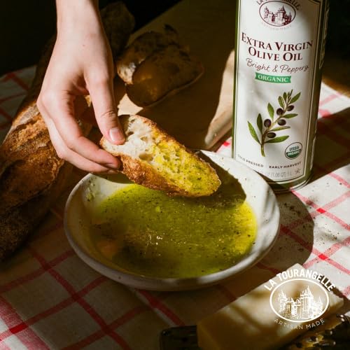 Image of La Tourangelle Organic Extra Virgin Olive Oil, Bright & Peppery, 33.8 fl oz (Pack of 12)