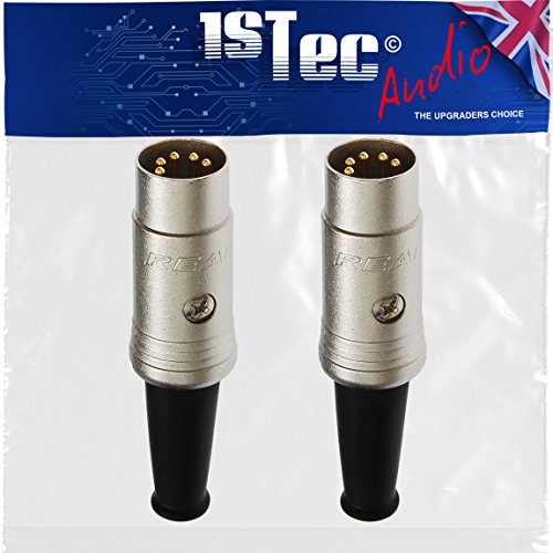 1STec 5 Pin DIN Plug Oro 180° con Conexiones de Soldadura 2 5 Pin Gold 180°