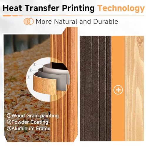 EROMMY 14.5' x 14.5' Gazebo, Outdoor Octagon Gazebo with Polycarbonate Double Roof, Wooden Finish Coated Aluminum Pavilion with Fence Rails and Ceiling Hooks for Garden, Patio, Lawn, Deck - Image 3