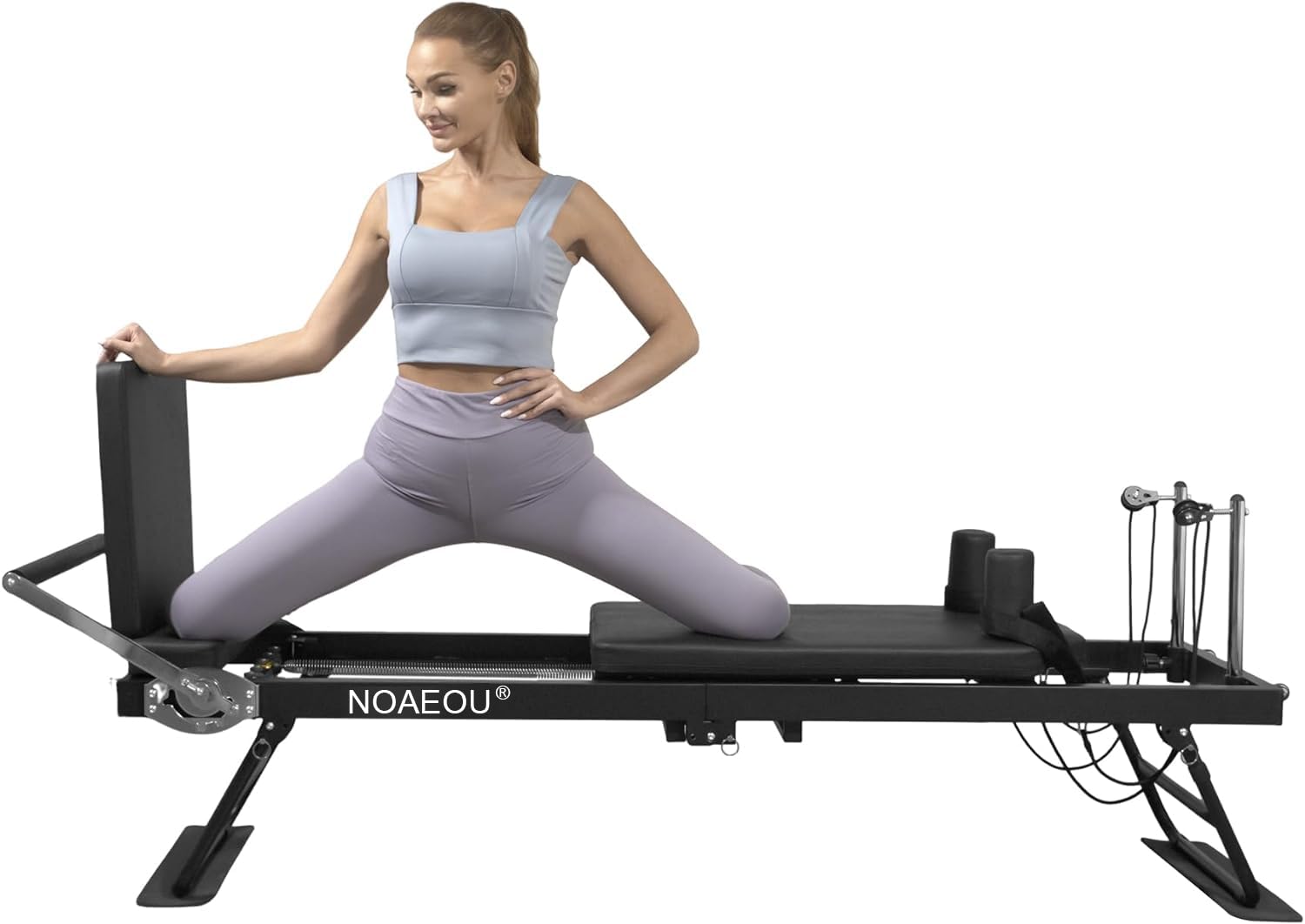 NOAEOU Pilates Reformer Machine, Foldable Pilates Equipment for Home Workouts, Foldable Pilates Reformer Suit, For Reformer Body Stamina Stretching Balance Exercise Workout(black)