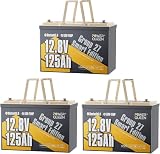 Power Queen 12V 125A Group 27 Lithium LiFePO4 Battery for RV, Trailer