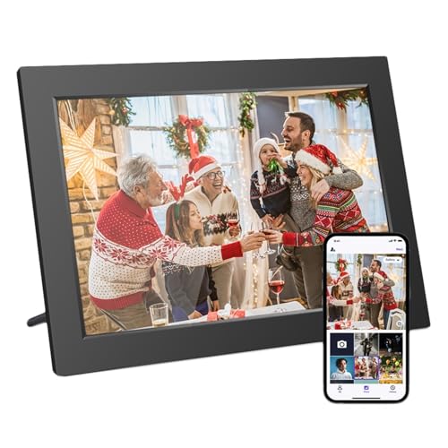 Marco De Fotos Digital Acrílico Inteligente 10,1 Pulgadas con Memoria 32 GB, WiFi, HD 1080P, Pantalla Táctil, Compatible Reproducción Video Easy Share Moments(10.1-Inch Black)