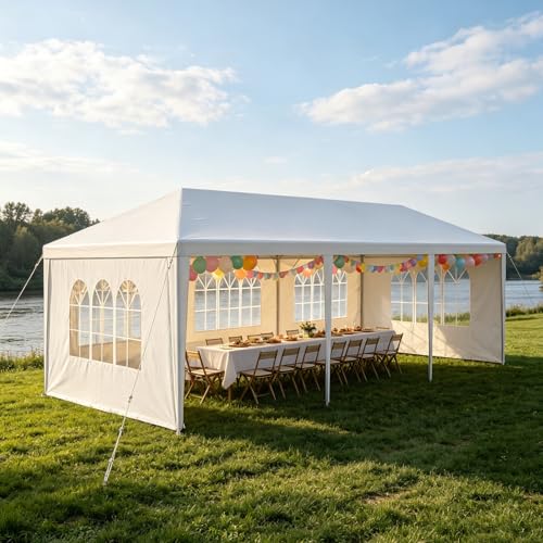 Outdoor 10' x 30' White Party Canopy Tent with 5 Removable...