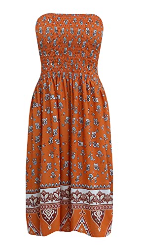 Image of Zyyfly Strapless Dress for Women Summer Beach Boho Smocked Tube Top Dress