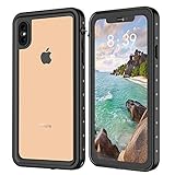 Waterproof Case compatibe with iPhone Xs Max,Clear Back Upgraded Extreme Durable with Built-in Screen Drop Resistance Fully Sealed Shock Dirt Snow Proof Cover Case for iPhone Xs Max 6.5 inch (Black)
