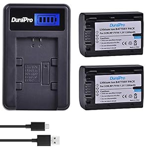DuraPro 2Pcs 1200mAh NP-FV50 NP-FV50 Akku + LCD USB Ladegerät für Sony NP-FV30 NP-FV40 FV70 FV100 Akkus; HDR-CX150E HDR-CX170 HDR-SR68 DCR-SR20E HDR-CX190 HDR-CX130 Handycams