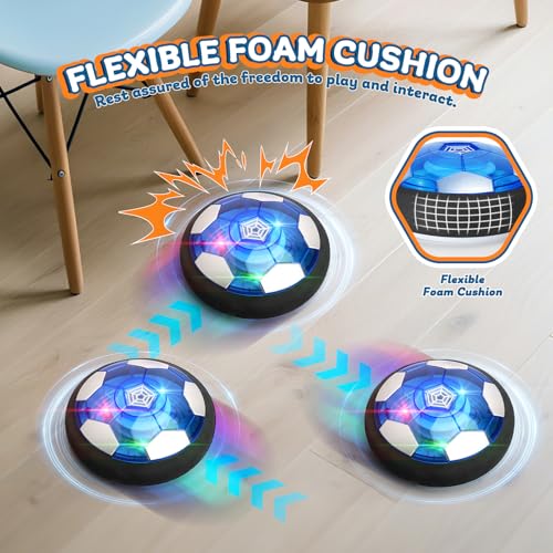 Image of Nazano 3-in-1 Hover Soccer Ball, Kids Toddler Hockey Set with LED Lights,Indoor Outdoor Toys for Kids, Soccer Gift for Boys 6-8 8-12, Birthday,Kids, Boys Girls Age 6, 7, 8, 9, 10, 11, 12