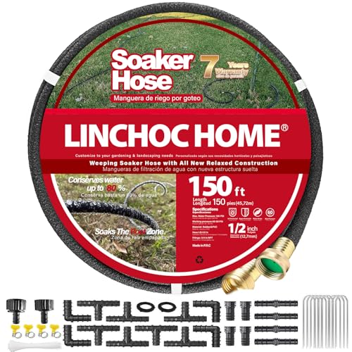 LINCHOC HOME 1/2 Inch Solid Brass Soaker Hose | Heavy Duty Leakproof Garden Hose for Gardens, Lawns...
