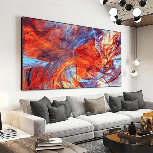 Images colorées abstraites peinture sur toile avec cadre noir affiche salon 24x48 cm