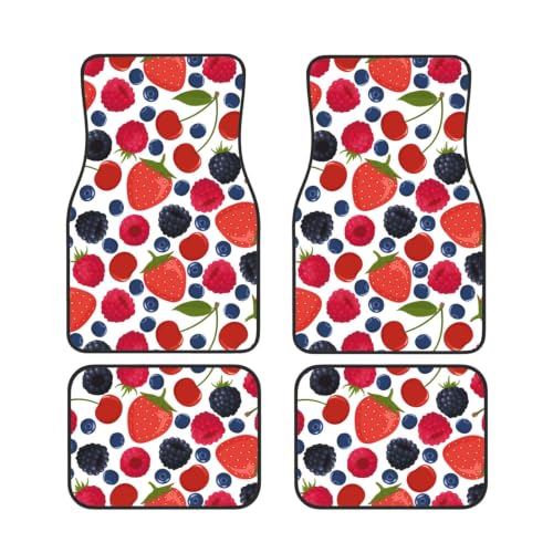 Alfombrillas para coche de neopreno antideslizante con diseño de frambuesas juego de 4