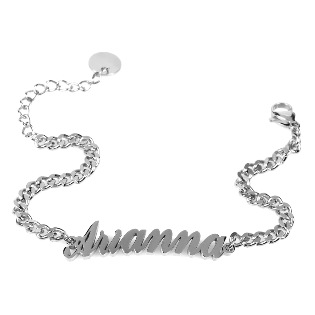 Flowers Bracciale in acciaio con Nome in Corsivo disponibile in due colorazioni dorato e argentato